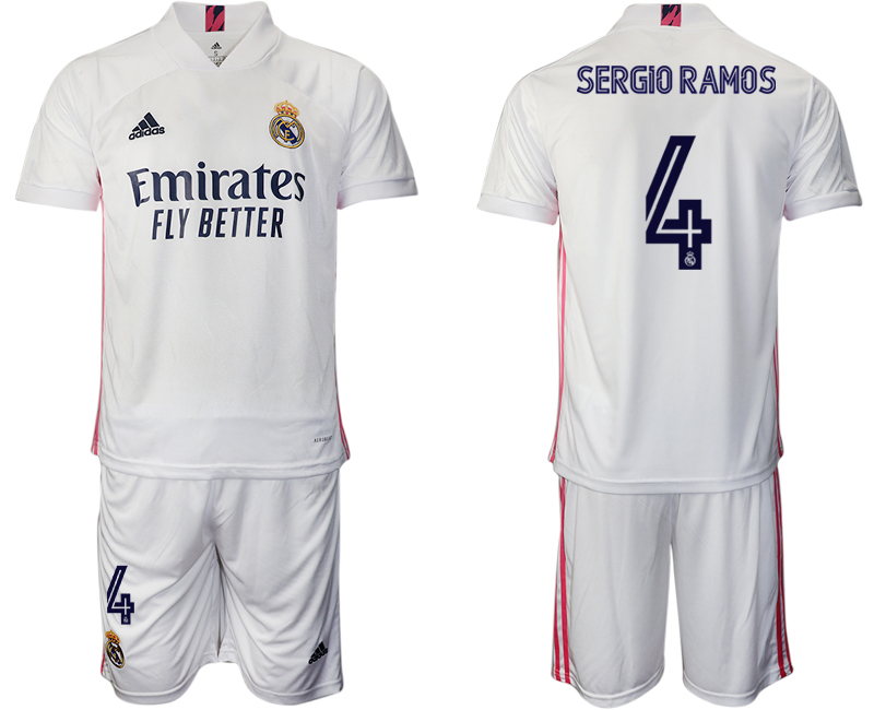 Men 2020-2021 club Real Madrid home #4 white Soccer Jerseys